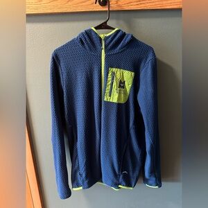 Men's Blue and Green Hooded Fleece